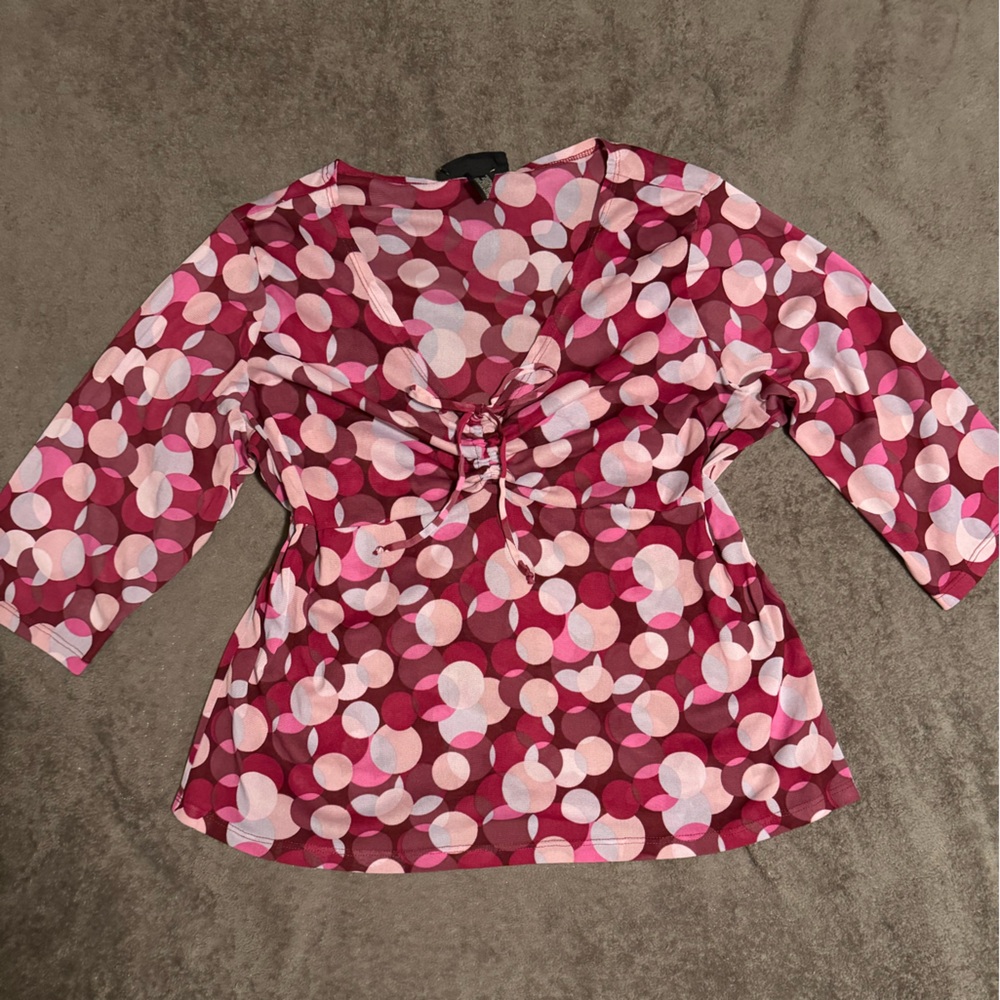 Venezia Burgundy and Light Pink Polka Dot Blouse